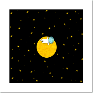 Cat and a moon, minimalist Posters and Art